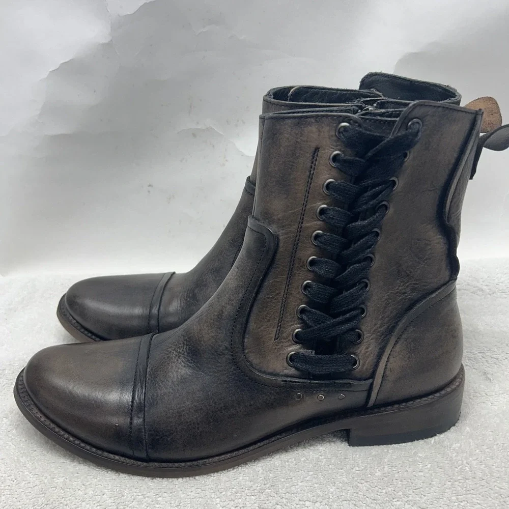 Freebird Mens Size 11 Brooks Brown Leather Lace Zip Up Ankle Boots